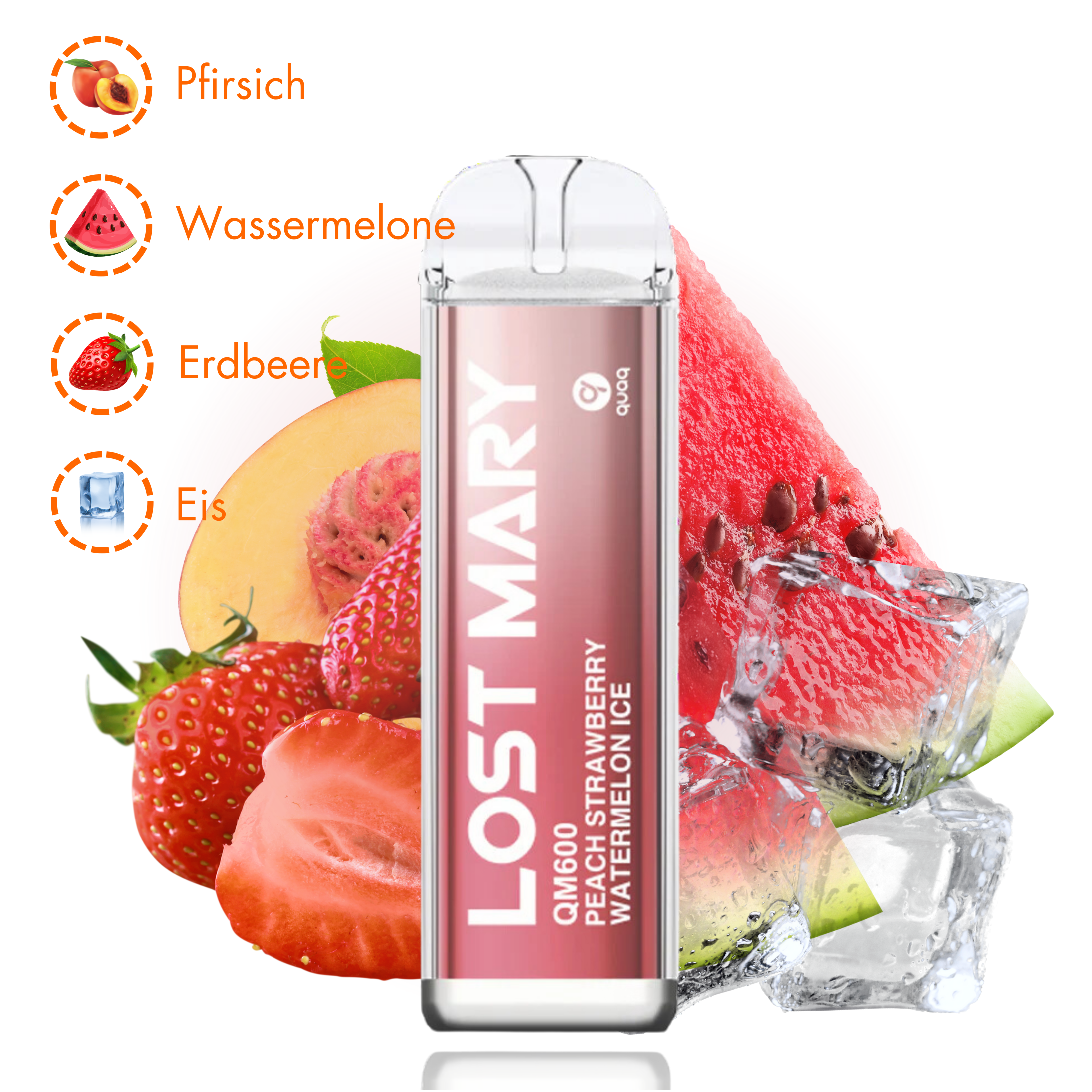 Lost Mary QM600 - Peach Strawberry Watermelon Ice - 20mg