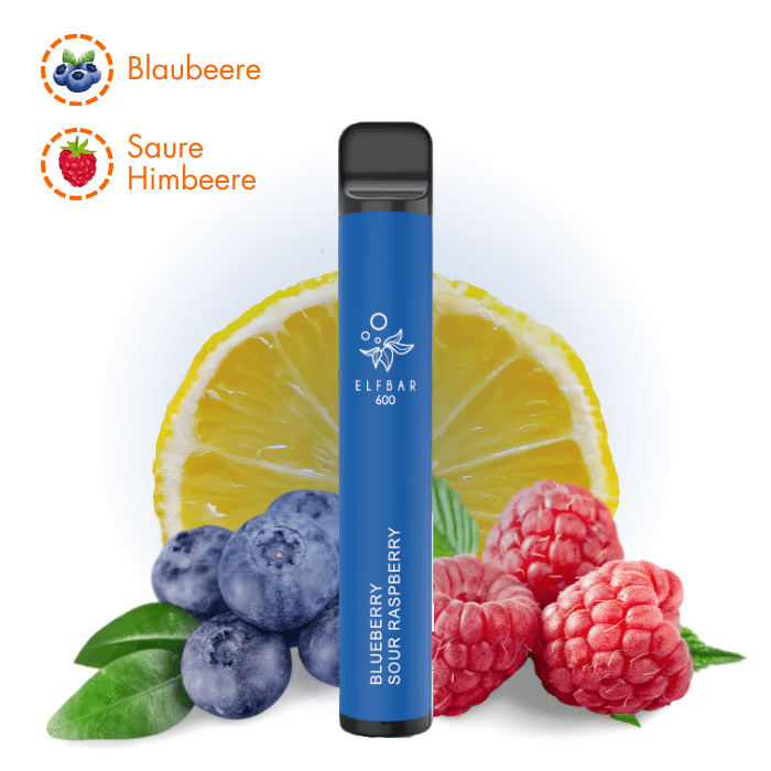 Elfbar 600 Blueberry Sour Raspberry mit Blaubeeren, Himbeeren und Zitrone