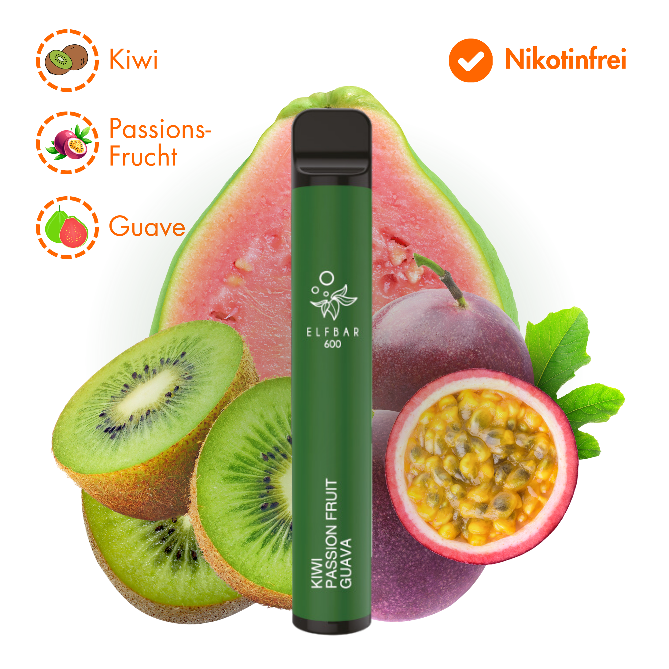 ELF BAR 600 - Kiwi Passion Fruit Guava - Ohne Nikotin
