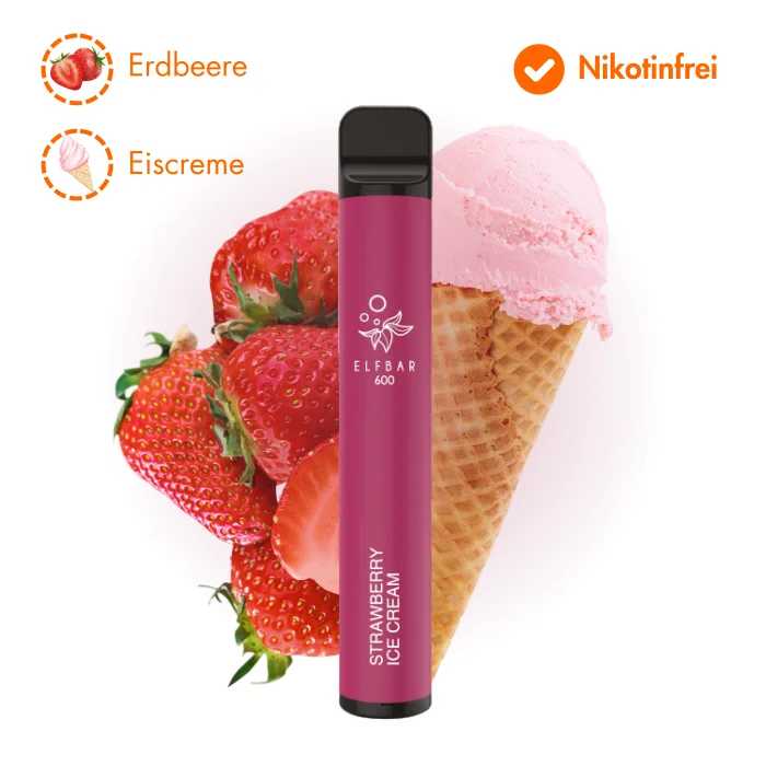 ELF BAR 600 - Strawberry Ice Cream - Ohne Nikotin